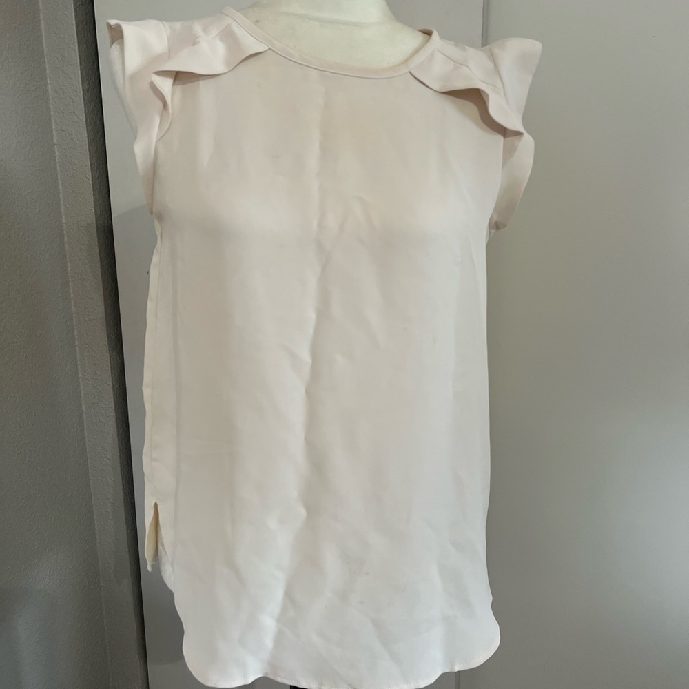 LOFT Cream Flutter Sleeve Ruffled Tank Top - Picture 5 of 9
